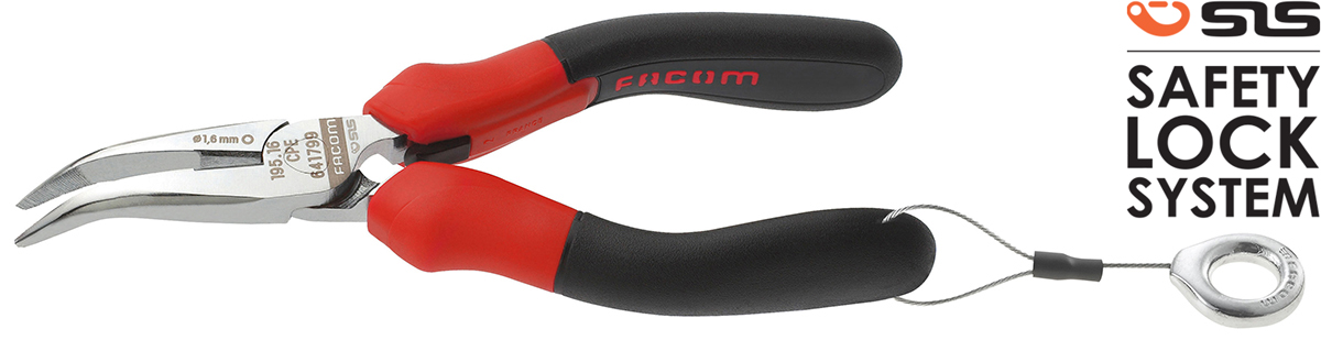 Facom Long Nose Pliers, 160 mm Overall, Straight Tip, 50mm Jaw