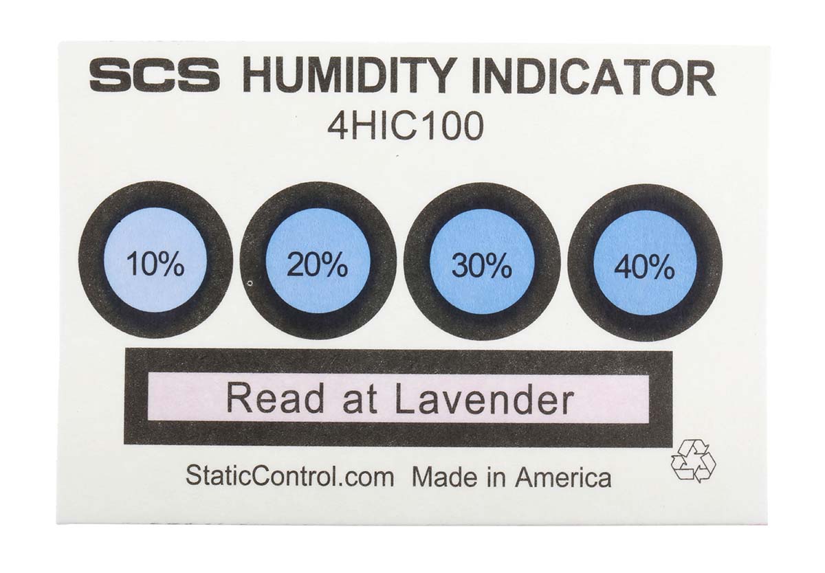 SCS Black, Blue Blotting Paper Impregnated with Cobaltous Chloride ESD Label Humidity Indicator Text 76.2 mm x 50.8 mm