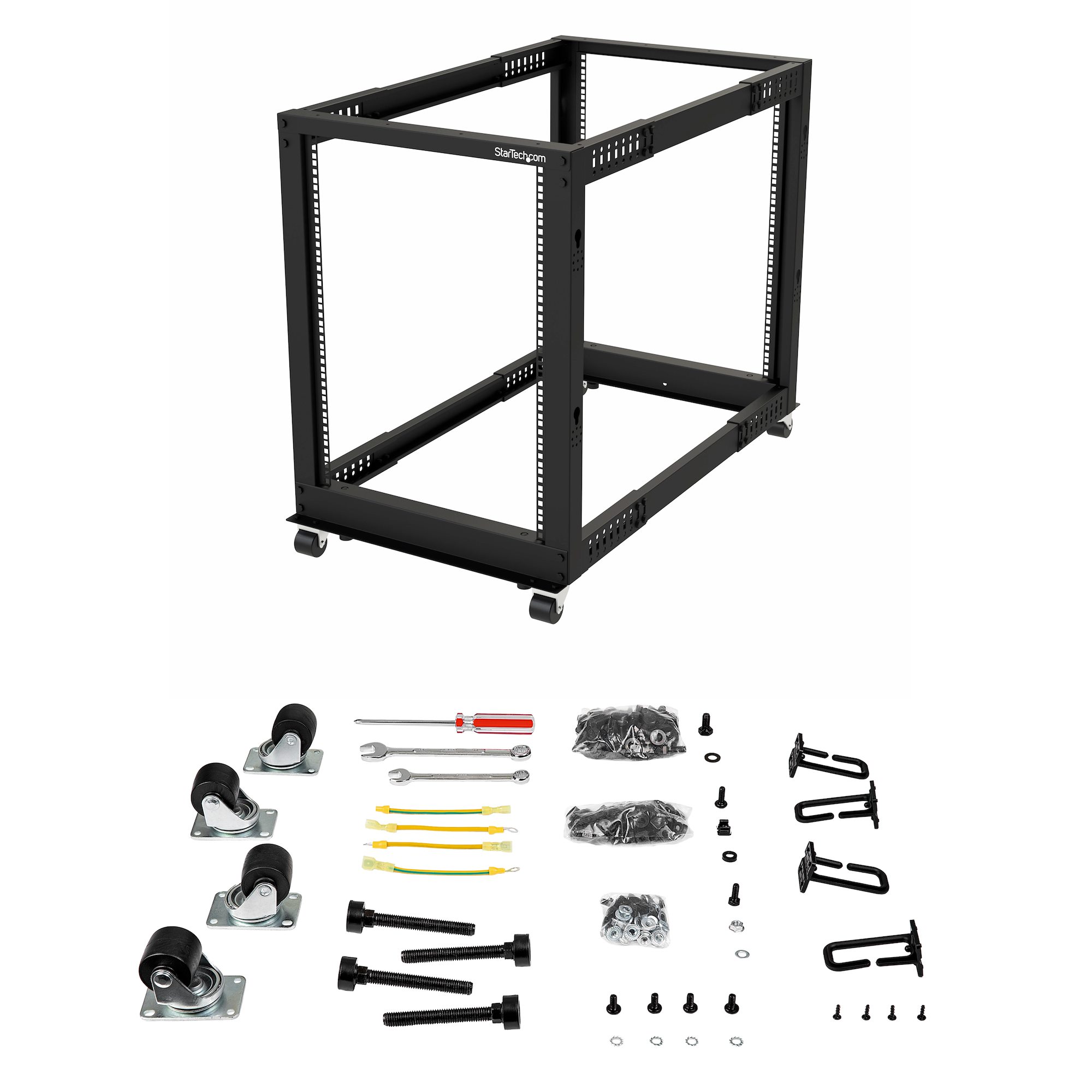 4postrack15u StarTech.com Black 15 U Steel Server Rack , with 4 Post Frame, 102.4 mm, 771 mm Height 60 mm