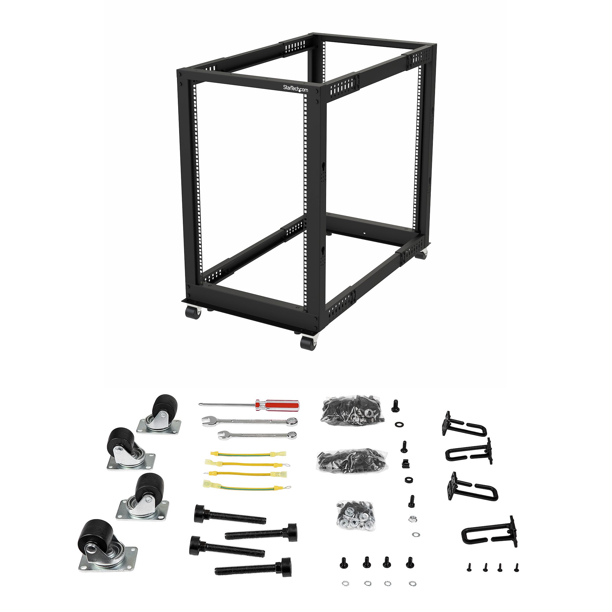 4postrack18u StarTech.com Black 18 U Steel Server Rack , with 4 Post Frame, 3.7 ft, 904 mm Height 904 mm