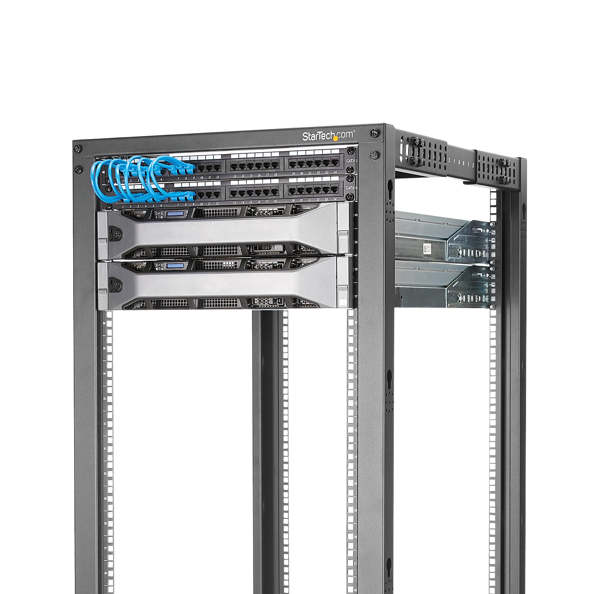 4postrack18u StarTech.com Black 18 U Steel Server Rack , with 4 Post Frame, 3.7 ft, 904 mm Height 904 mm