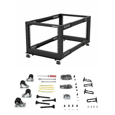 4postrack8u StarTech.com Black 8 U Steel Server Rack , with 4 Post Frame, 102.4 mm, 459 mm Height 459 mm