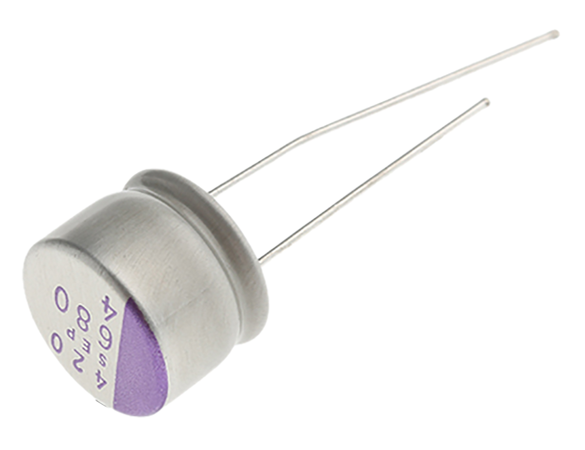 Panasonic 680 μF Through Hole Polymer Capacitor, 4V dc