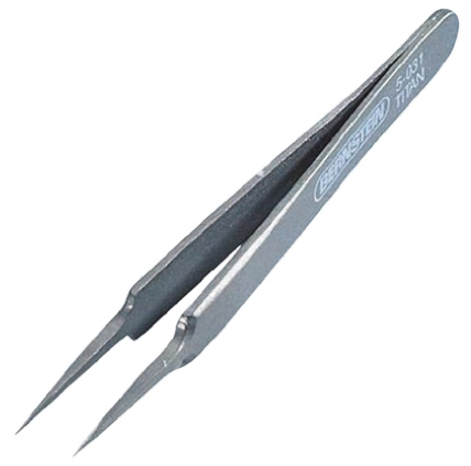 5-031 Bernstein 110mm Stainless Steel Pointed ESD Safe Tweezer