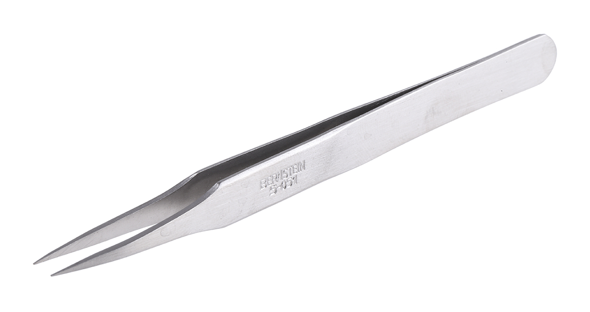 Bernstein 115mm Stainless Steel Pointed ESD Safe Tweezer