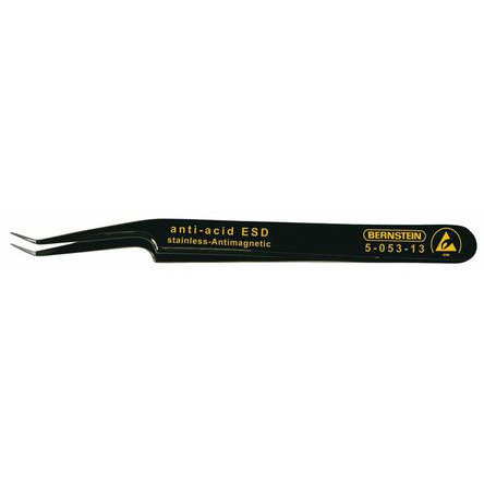 Bernstein 110mm Stainless Steel Oblique ESD Safe Tweezer