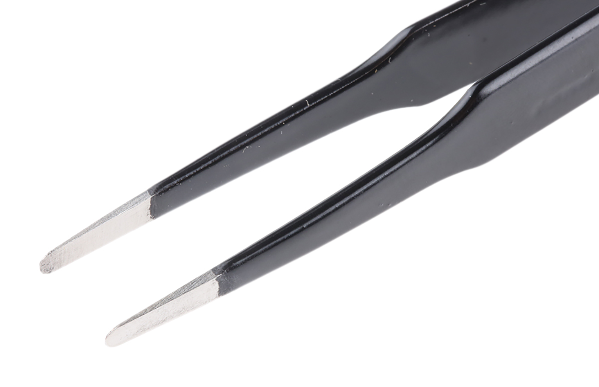 5-059-13 Bernstein 120mm Stainless Steel Flat, Round ESD Safe Tweezer
