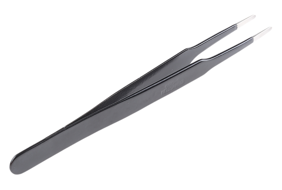 5-059-13 Bernstein 120mm Stainless Steel Flat, Round ESD Safe Tweezer