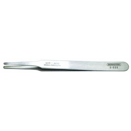 Bernstein 120mm Stainless Steel Flat, Rounded ESD Safe Tweezer