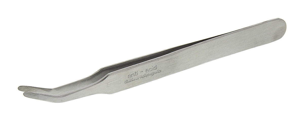 Bernstein 115mm Stainless Steel Flat, Round ESD Safe Tweezer