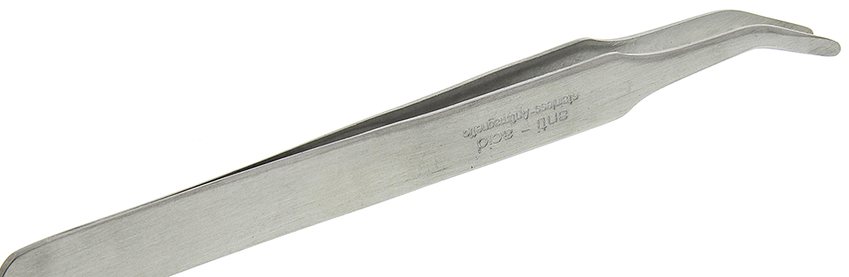 5-061 Bernstein 115mm Stainless Steel Flat, Round ESD Safe Tweezer