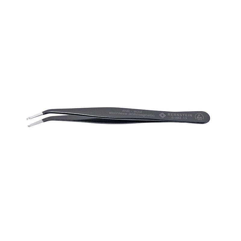 Bernstein 115mm Stainless Steel Angled ESD Safe Tweezer