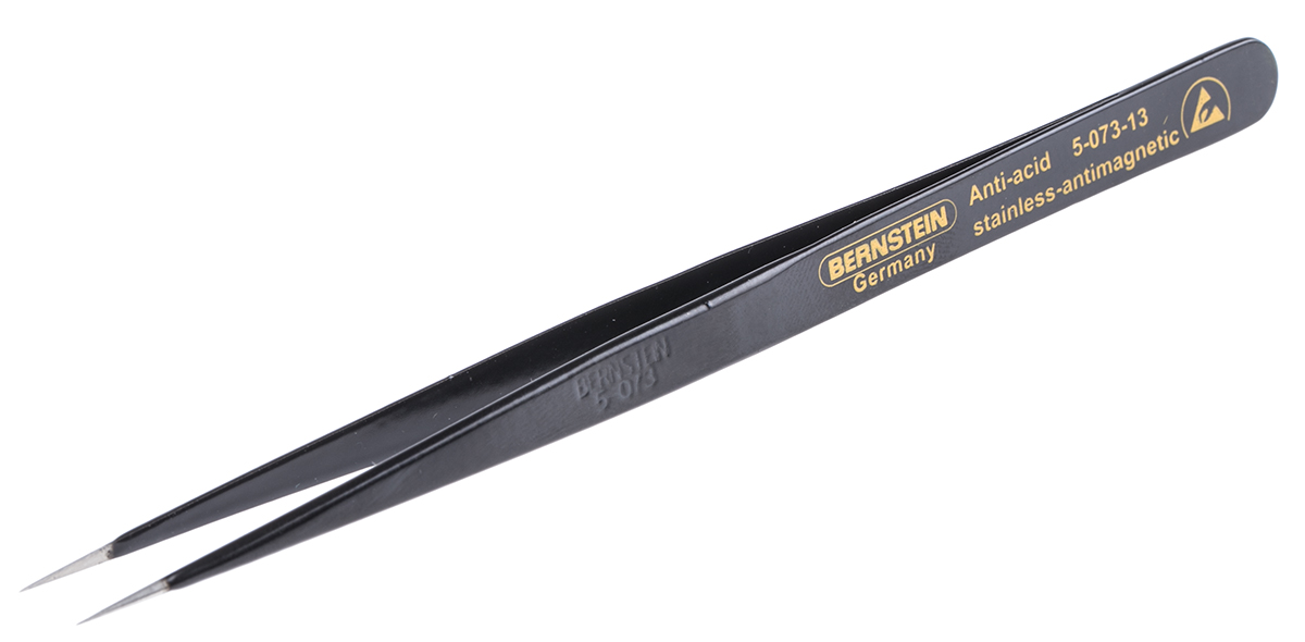 Bernstein 140mm Stainless Steel Long ESD Safe Tweezer