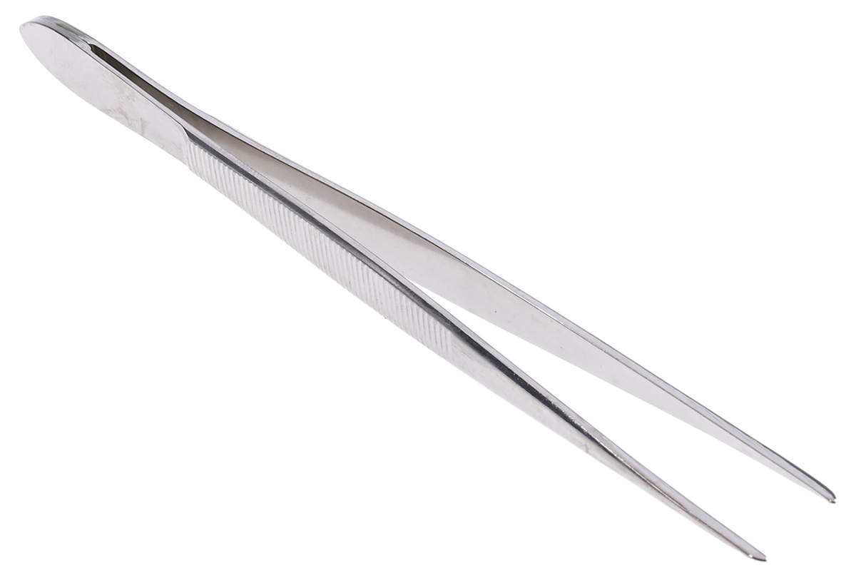 5-121 Bernstein 120mm Nickel Plated Steel Narrow, Serrated ESD Safe Tweezer