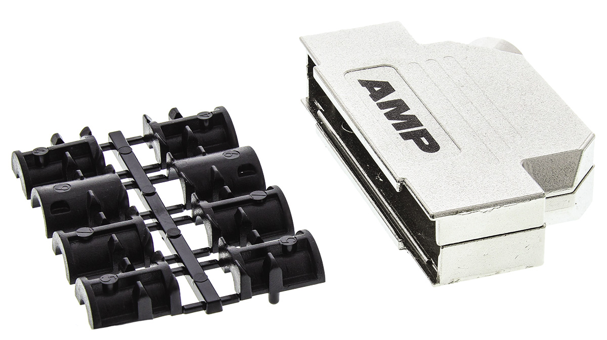 TE Connectivity ADK Series Zinc Angled D-Sub Backshell, 37 Way Strain Relief