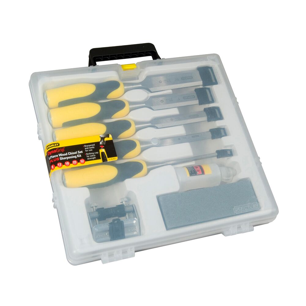 Stanley 5 Piece Wood Wood Chisel Set, 37 cm Length, 32 mm Blade Width