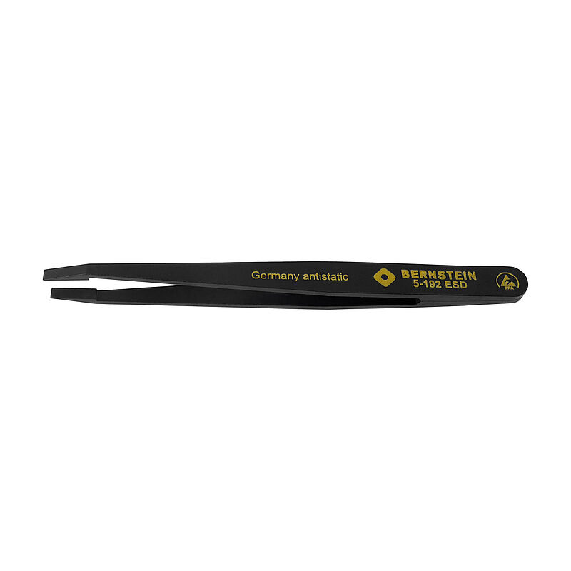 Bernstein 120mm Plastic Bent, Rounded, Flat ESD Safe Tweezer