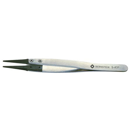 Bernstein 125mm Stainless Steel Rounded ESD Safe Tweezer