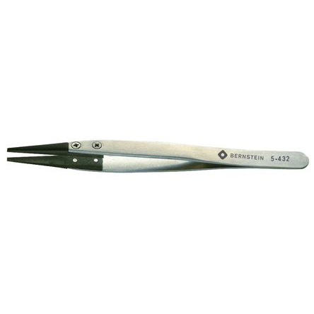 Bernstein 125mm Stainless Steel Flat ESD Safe Tweezer