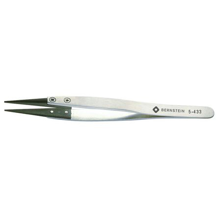 Bernstein 125mm Stainless Steel Flat ESD Safe Tweezer
