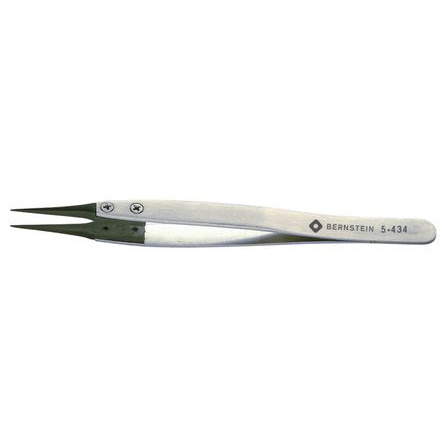 Bernstein 125mm Stainless Steel Rounded ESD Safe Tweezer