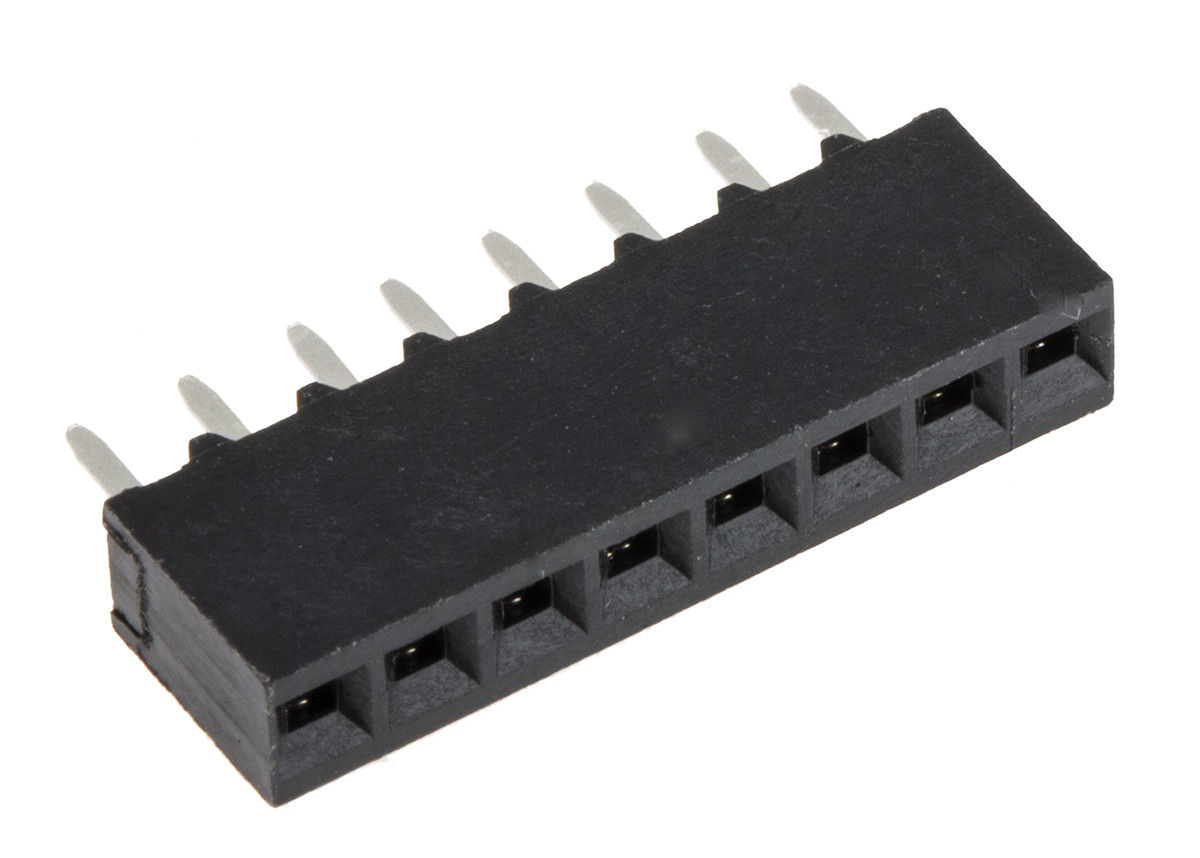 5-535541-6 TE Connectivity AMPMODU MOD IV Series Straight Through Hole PCB Socket, 8-Contact, 1 Row, 2.54 mm Pitch Solder