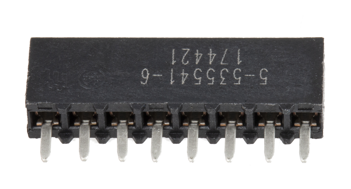 5-535541-6 TE Connectivity AMPMODU MOD IV Series Straight Through Hole PCB Socket, 8-Contact, 1 Row, 2.54 mm Pitch Solder