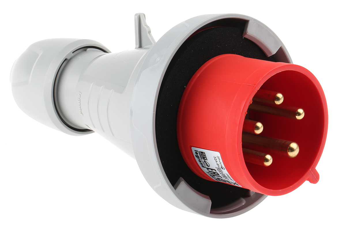 Legrand, P17 Tempra Pro IP66, IP67 Red Cable Mount 3P+N+PE Straight Industrial Power Connector, 32A, 415V