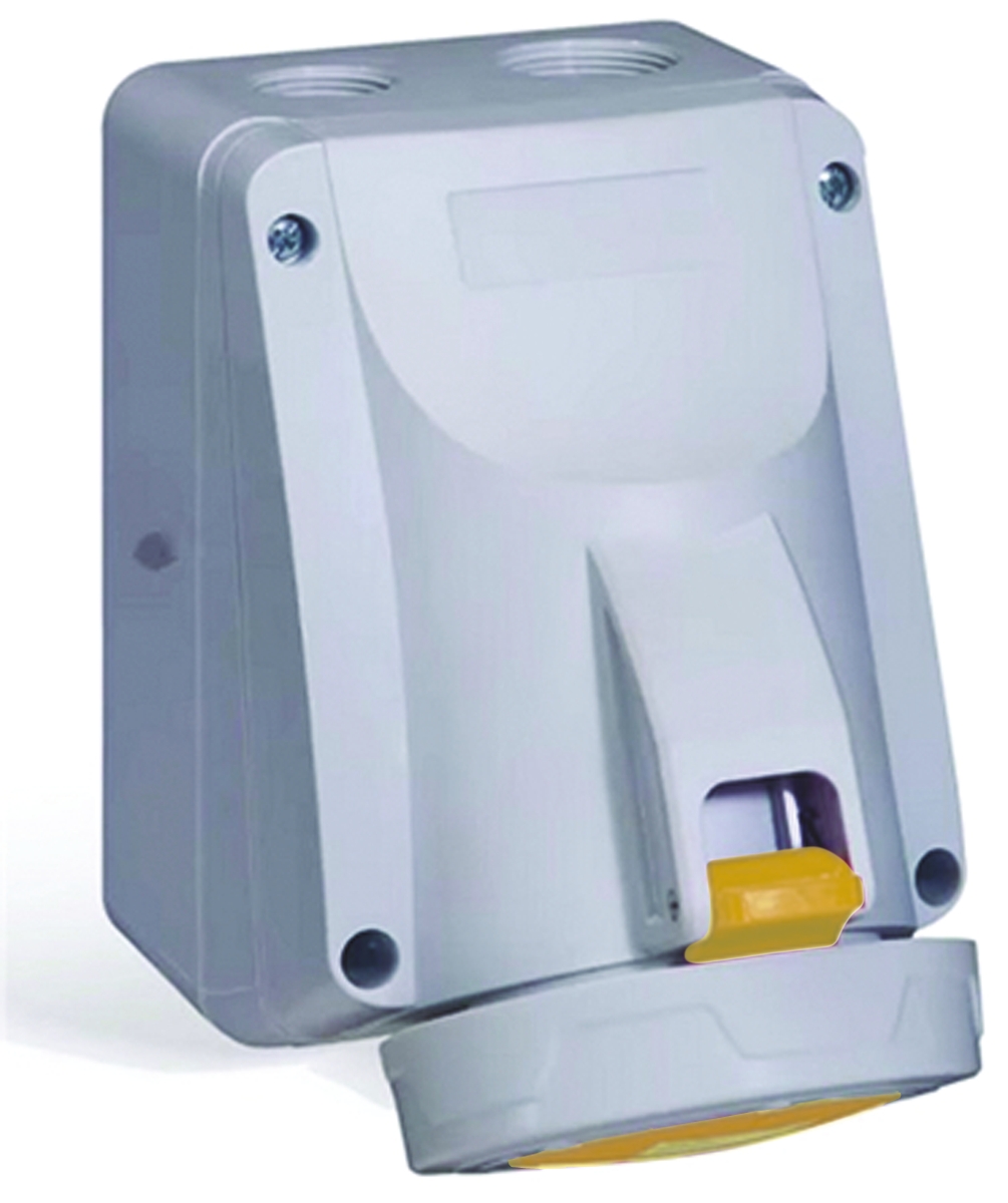 Legrand, P17 Tempra Pro IP66, IP67 Yellow Industrial Power Connector, Wall Mount, 2P+PE, Rated At 32A, 110V