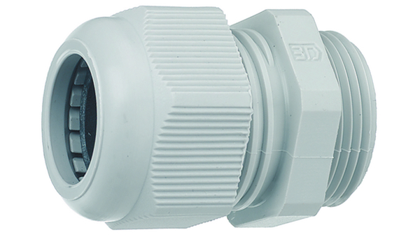 Jacobs 50.6xx Series Grey Polyamide Cable Gland, M32 Thread, 15 mm min., 21 mm max., IP68