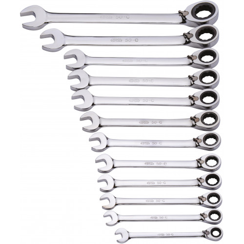 SAM Ratchet Combination Spanner, 290mm Overall, 19 mm Jaw Capacity, Ratchet Handle