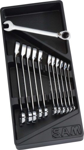SAM 12-Piece Combination Ratchet Spanner Set, 8 To 19 mm