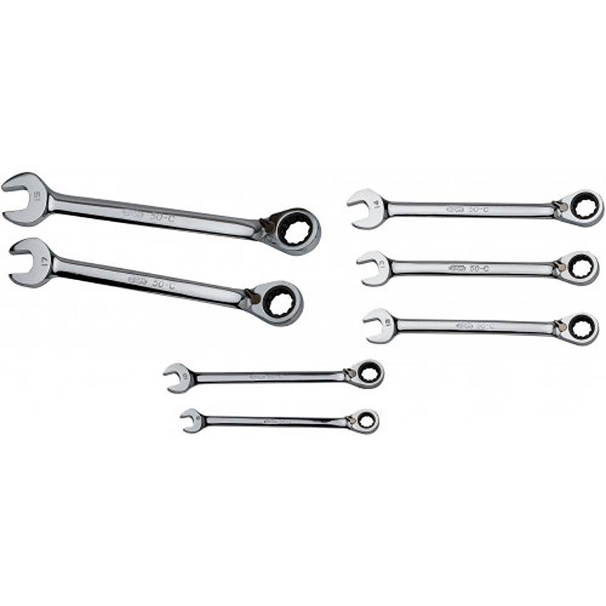 SAM 7-Piece Combination Spanner Set, 8 To 19 mm, Chrome Vanadium Steel
