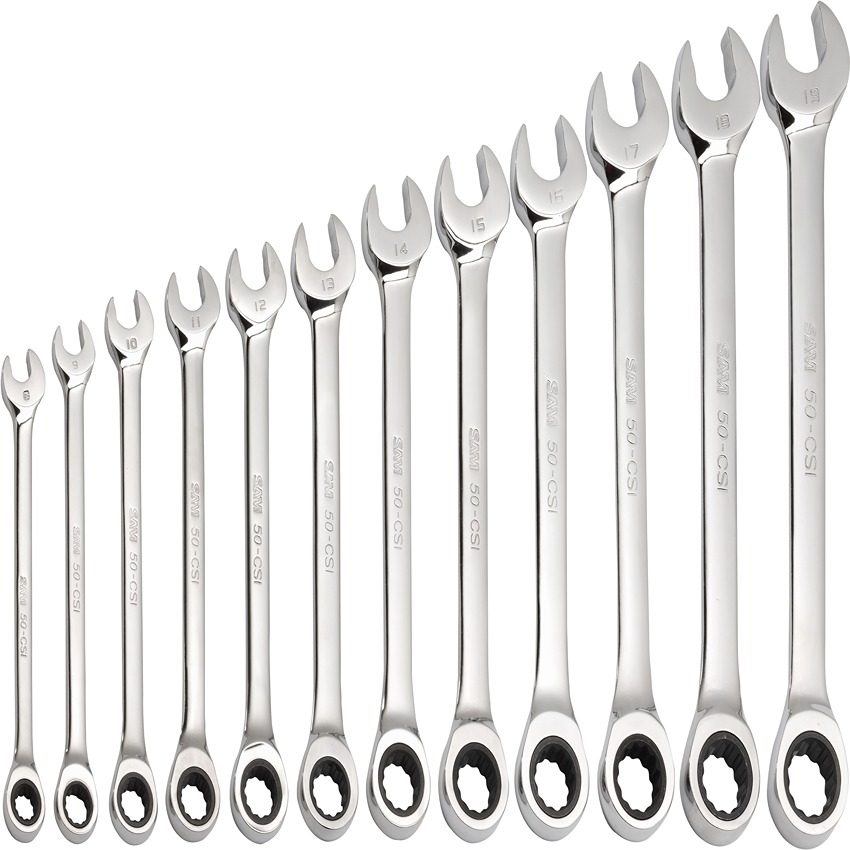 SAM 12-Piece Combination Spanner Set, 8 To 19 mm, Chrome Vanadium Steel