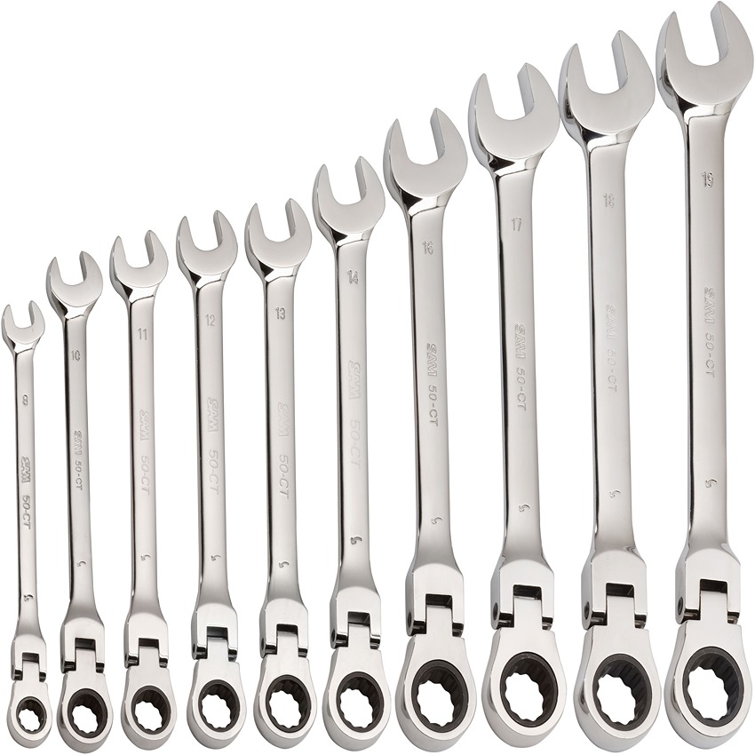 SAM 10-Piece Combination Spanner Set, 8 To 19 mm, Chrome Vanadium Steel