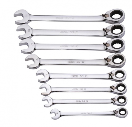 SAM 8-Piece Combination Ratchet Spanner Set, 8 To 19 mm