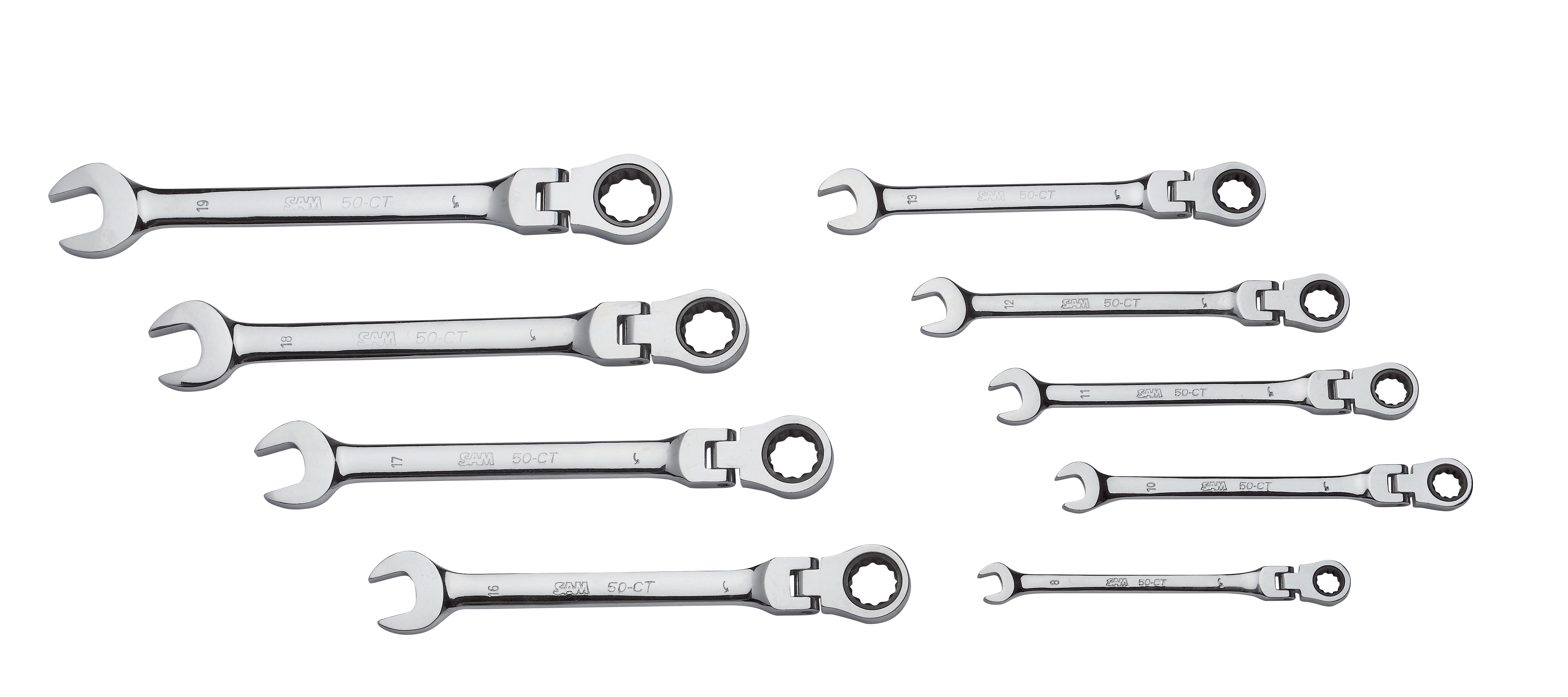 SAM 9-Piece Combination Ratchet Spanner Set, 8 To 19 mm