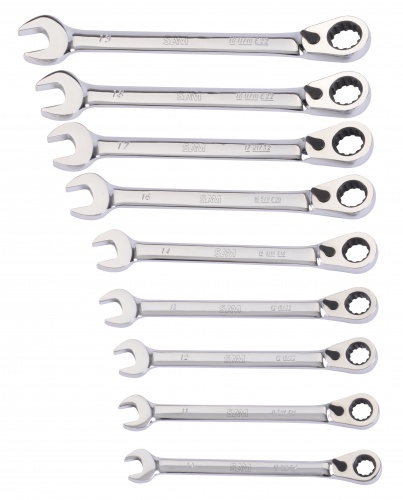 SAM 9-Piece Combination Ratchet Spanner Set, 10 to 19 mm