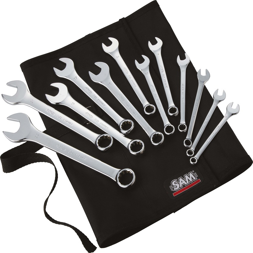 SAM 12-Piece Combination Spanner Set, Chrome Vanadium Steel