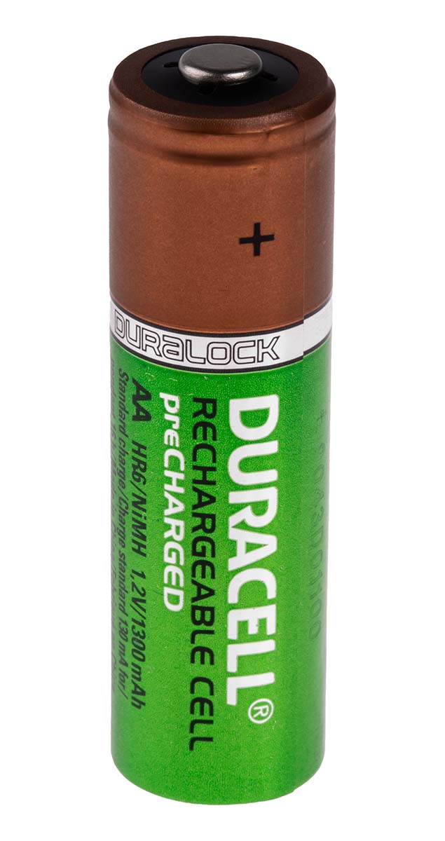 Duracell DC1500 Nickel Metal Hydride Rechargeable AA Battery, 1.3 Ah, 1.2 V