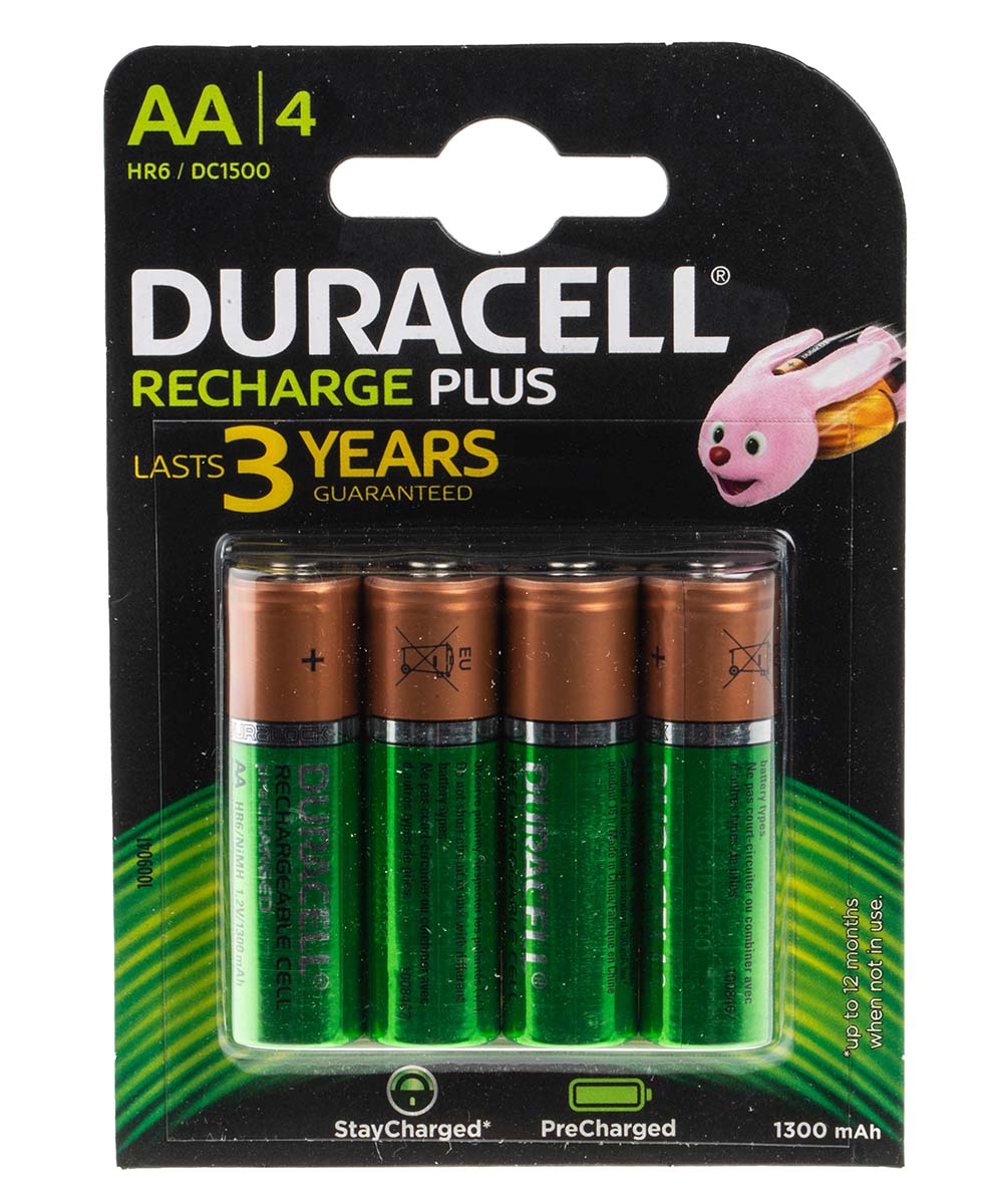 5000394039247 Duracell DC1500 Nickel Metal Hydride Rechargeable AA Battery, 1.3 Ah, 1.2 V