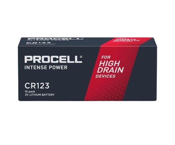 Duracell Procell Lithium Manganese Dioxide 3.3 V, CR123A 60086-4 Lithium Speciality Size Battery, 1600 mAh x 34.5 mm