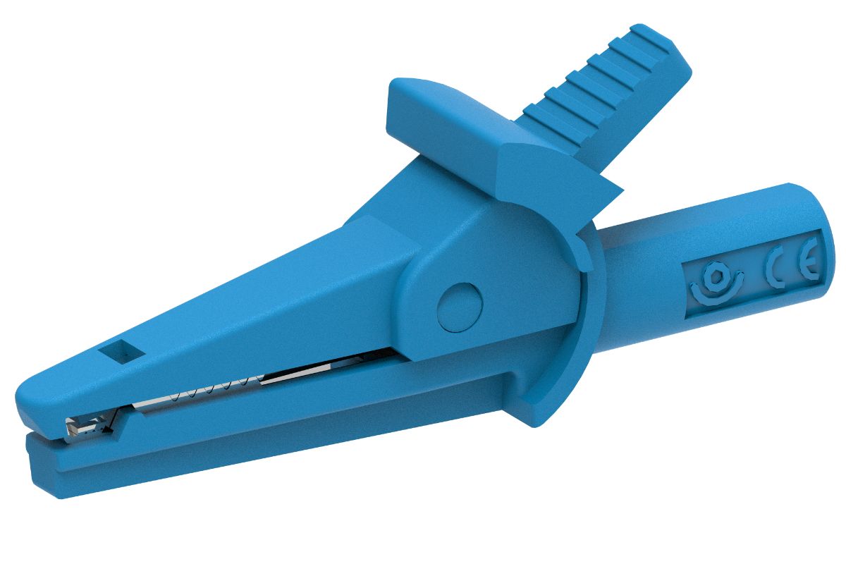 Electro PJP Alligator Clip, Nickel Plated Brass Contact, Blue
