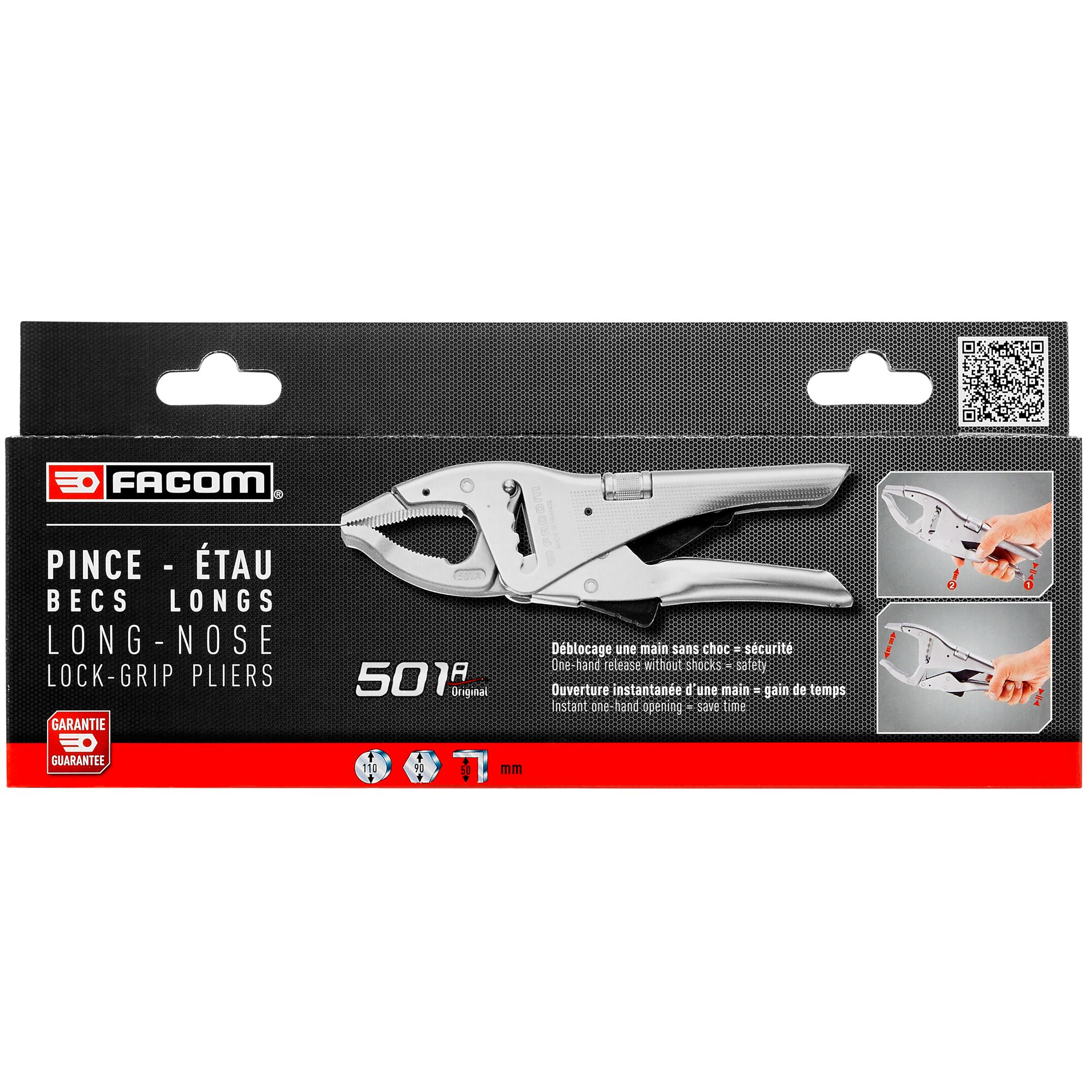 Facom 501APB 1-Piece Locking Plier Long Nose, 250mm Overall