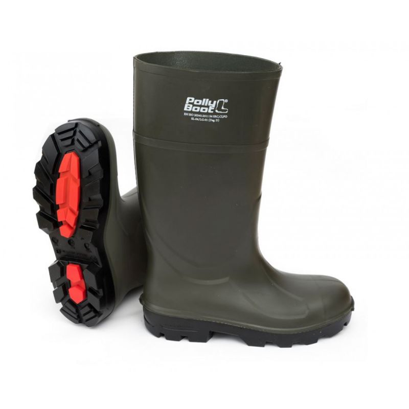 Pollyboot Black, Green Steel Toe Capped Unisex Safety Boots 12