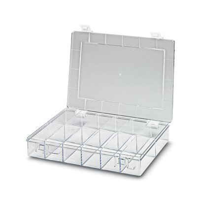 Phoenix Contact 12 Cell Transparent Polystyrene Compartment Box, 55 mm x 335mm x 225 mm