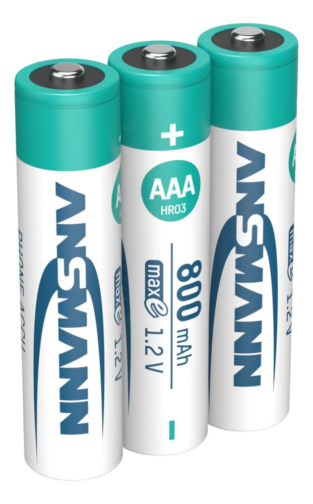 5030142 Ansmann Ansmann MaxE Nickel Metal Hydride Rechargeable AAA Battery, 800 mAh, 1.2 V