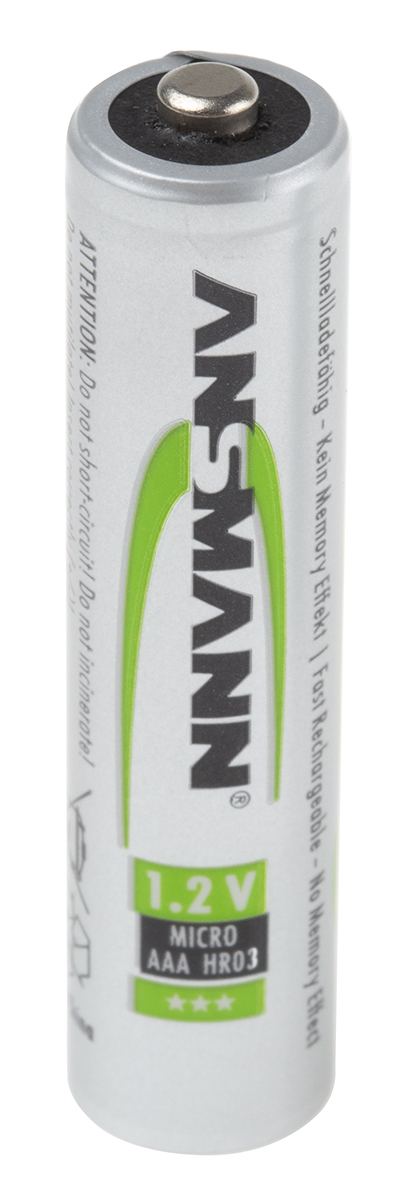 5030772 Ansmann Ansmann MaxE Nickel Metal Hydride Rechargeable AAA Battery, 550 mAh, 1.2 V