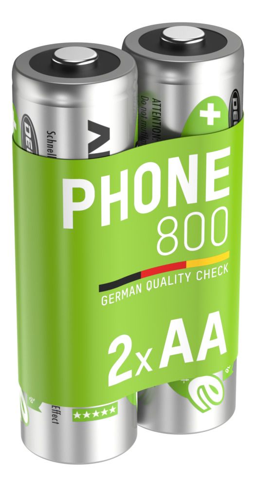 5030902 Ansmann Ansmann MaxE AA Nickel Metal Hydride Rechargeable AA Battery, 800 mAh, 1.2 V - Pack of 2