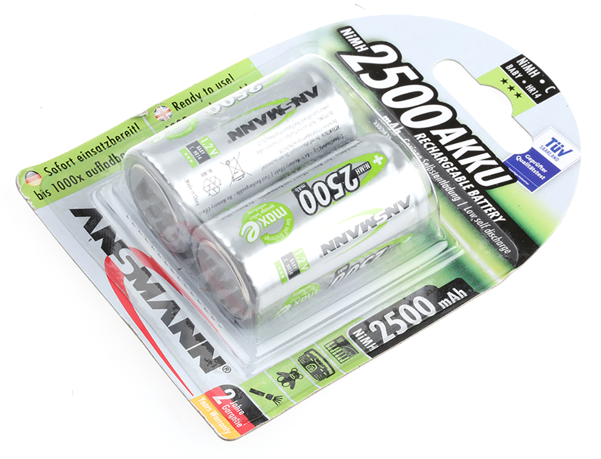 Ansmann MaxE Ansmann Nickel Metal Hydride Rechargeable C Battery, 2.5 Ah